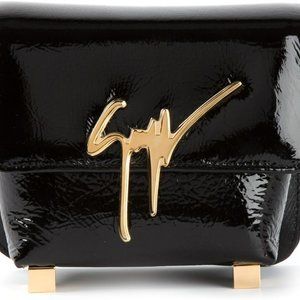 giuseppe zanotti plaque bag black patent